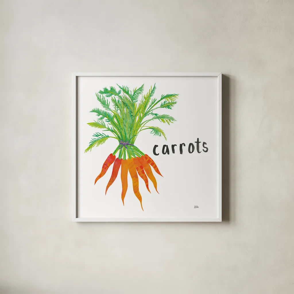 Kitchen Garden IV by Melissa Averinos. Shown in a crisp white glass frame for a clean and minimalist style. Available as an archival giclee rolled canvas, fine art paper, or poster print. SKU 33387a.
