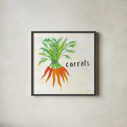 Kitchen Garden IV Cream by Melissa Averinos. Shown in a sleek black glass frame for a contemporary gallery look. Available as an archival giclee rolled canvas, fine art paper, or poster print. SKU 35525a.