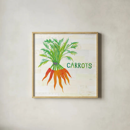 Kitchen Garden IV v2 by Melissa Averinos. Shown in a natural wood glass frame for a timeless modern aesthetic. Available as an archival giclee rolled canvas, fine art paper, or poster print. SKU 56981a.