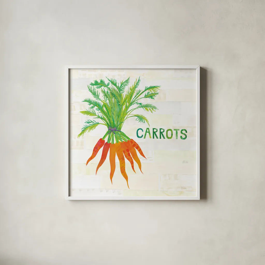 Kitchen Garden IV v2 by Melissa Averinos. Shown in a crisp white glass frame for a clean and minimalist style. Available as an archival giclee rolled canvas, fine art paper, or poster print. SKU 56981a.