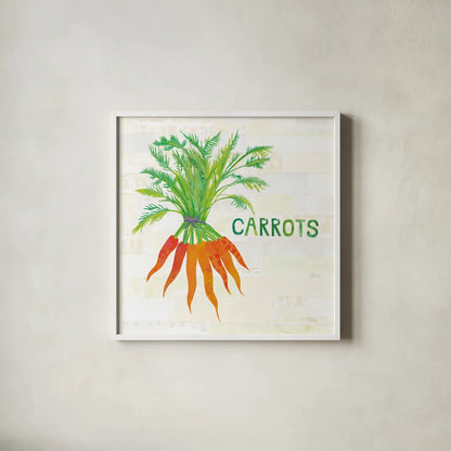 Kitchen Garden IV v2 by Melissa Averinos. Shown in a crisp white glass frame for a clean and minimalist style. Available as an archival giclee rolled canvas, fine art paper, or poster print. SKU 56981a.