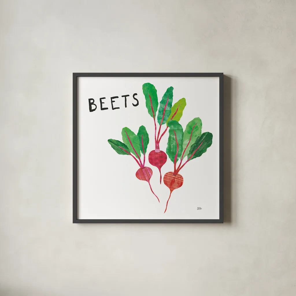 Kitchen Garden V by Melissa Averinos. Shown in a sleek black glass frame for a contemporary gallery look. Available as an archival giclee rolled canvas, fine art paper, or poster print. SKU 33388a.