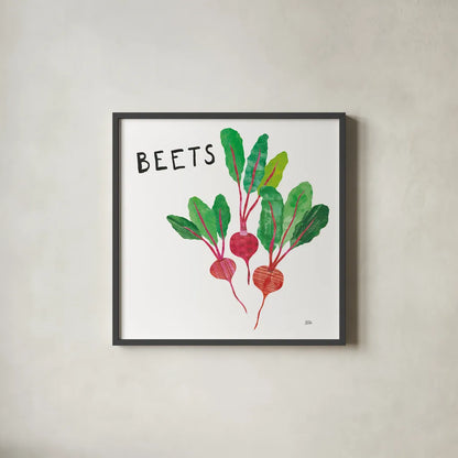Kitchen Garden V by Melissa Averinos. Shown in a sleek black glass frame for a contemporary gallery look. Available as an archival giclee rolled canvas, fine art paper, or poster print. SKU 33388a.
