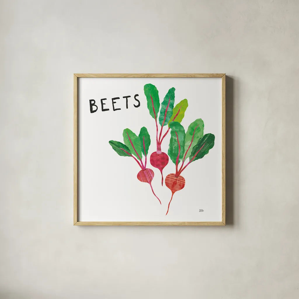 Kitchen Garden V by Melissa Averinos. Shown in a natural wood glass frame for a timeless modern aesthetic. Available as an archival giclee rolled canvas, fine art paper, or poster print. SKU 33388a.