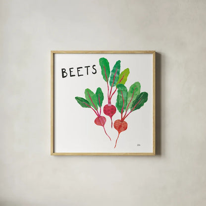 Kitchen Garden V by Melissa Averinos. Shown in a natural wood glass frame for a timeless modern aesthetic. Available as an archival giclee rolled canvas, fine art paper, or poster print. SKU 33388a.