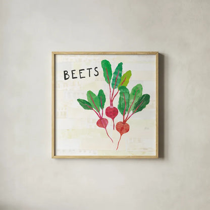 Kitchen Garden V Cream by Melissa Averinos. Shown in a natural wood glass frame for a timeless modern aesthetic. Available as an archival giclee rolled canvas, fine art paper, or poster print. SKU 35526a.