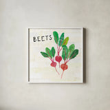 Kitchen Garden V Cream by Melissa Averinos. Shown in a crisp white glass frame for a clean and minimalist style. Available as an archival giclee rolled canvas, fine art paper, or poster print. SKU 35526a.