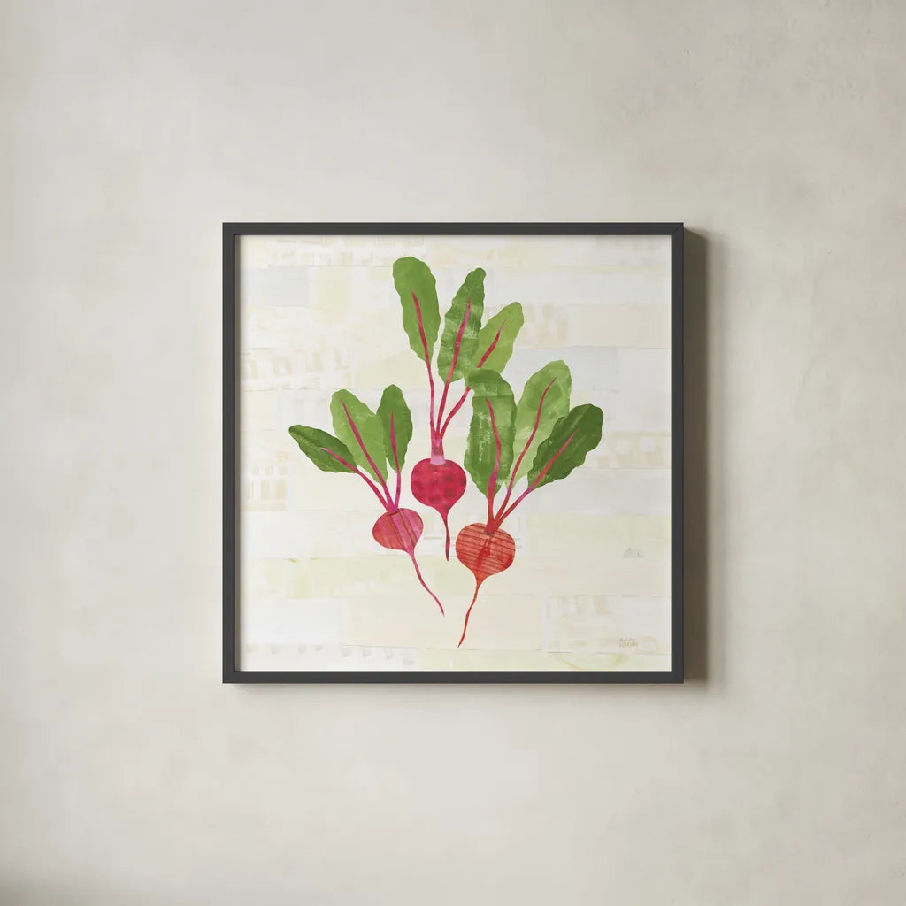 Kitchen Garden V No Words by Melissa Averinos. Shown in a sleek black glass frame for a contemporary gallery look. Available as an archival giclee rolled canvas, fine art paper, or poster print. SKU 68115a.