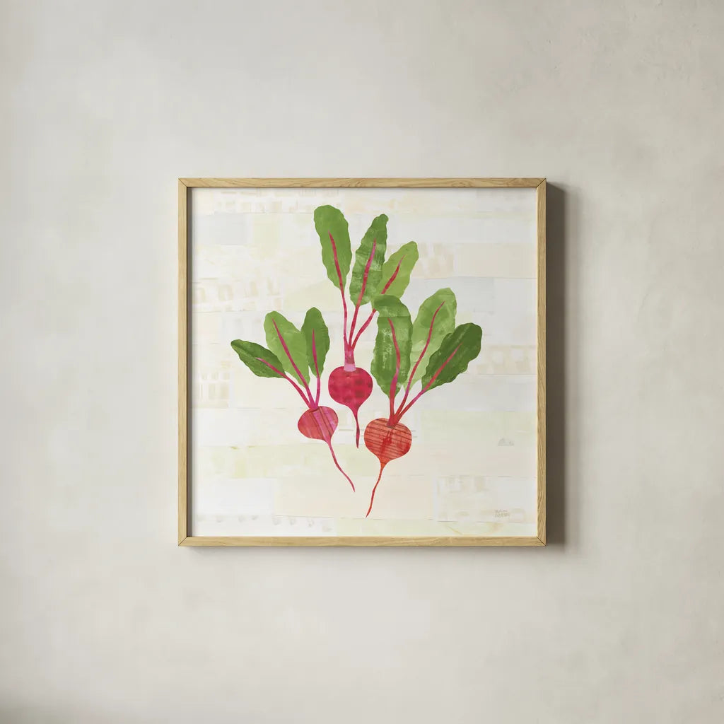 Kitchen Garden V No Words by Melissa Averinos. Shown in a natural wood glass frame for a timeless modern aesthetic. Available as an archival giclee rolled canvas, fine art paper, or poster print. SKU 68115a.
