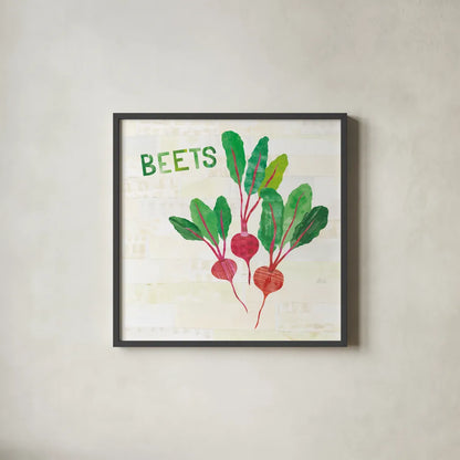 Kitchen Garden V v2 by Melissa Averinos. Shown in a sleek black glass frame for a contemporary gallery look. Available as an archival giclee rolled canvas, fine art paper, or poster print. SKU 56982a.
