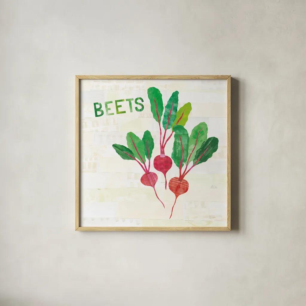 Kitchen Garden V v2 by Melissa Averinos. Shown in a natural wood glass frame for a timeless modern aesthetic. Available as an archival giclee rolled canvas, fine art paper, or poster print. SKU 56982a.