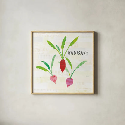 Kitchen Garden VI Cream by Melissa Averinos. Shown in a natural wood glass frame for a timeless modern aesthetic. Available as an archival giclee rolled canvas, fine art paper, or poster print. SKU 35527a.