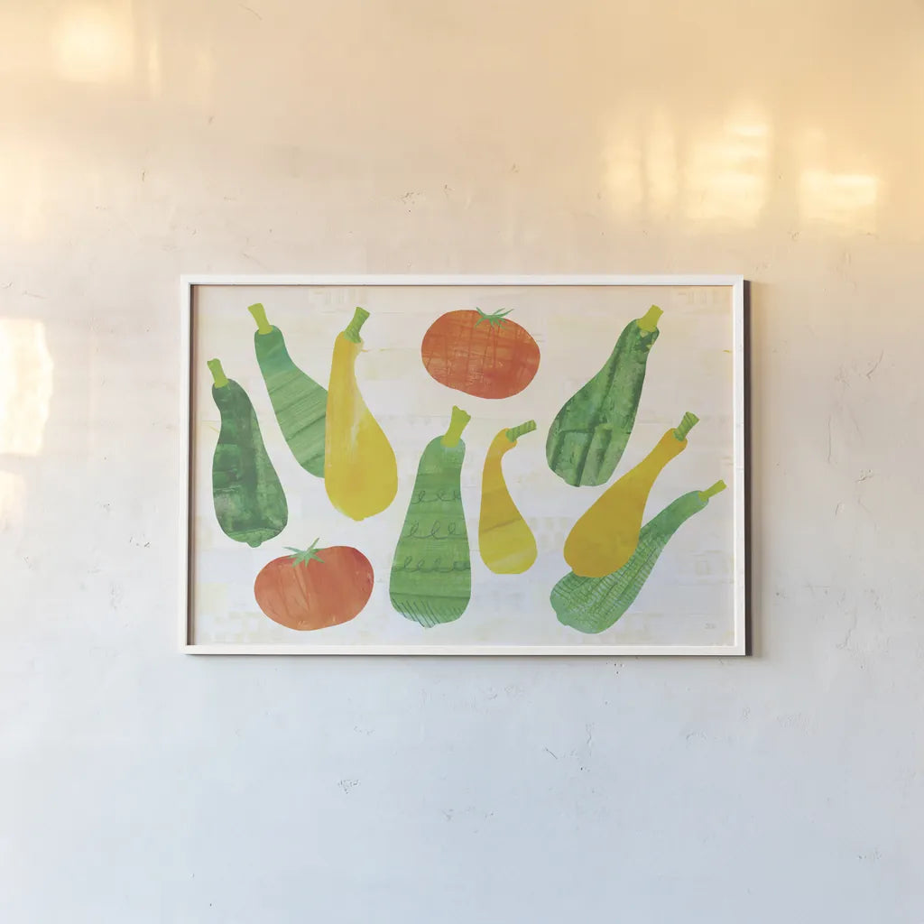 Kitchen Garden VII Cream by Melissa Averinos. shown as a paper print in a white frame. Available as a archival giclee rolled canvas, fine art paper, or poster print. SKU 35528i.