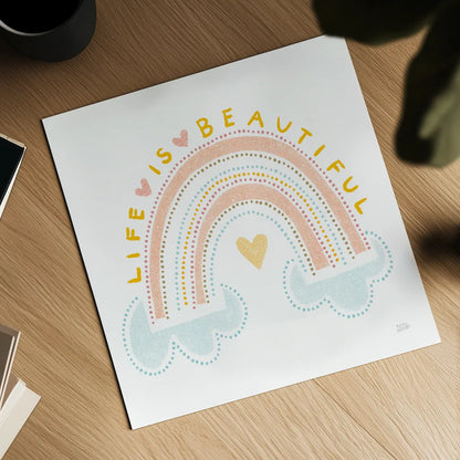 Life is Beautiful by Melissa Averinos. Shown as a detailed flat fine art print, highlighting archival giclee quality. Available as an archival giclee rolled canvas, fine art paper, or poster print. SKU 59988a.