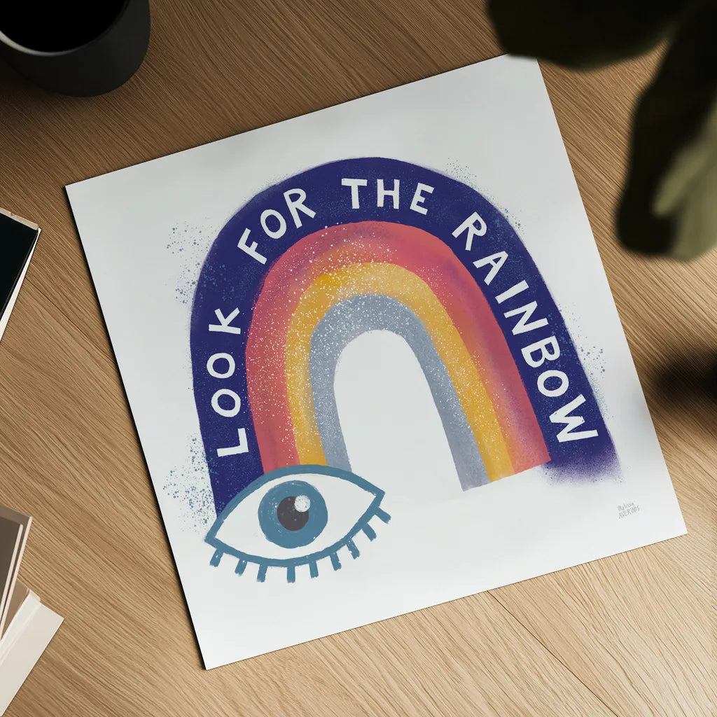 Look For the Rainbow by Melissa Averinos. Shown as a detailed flat fine art print, highlighting archival giclee quality. Available as an archival giclee rolled canvas, fine art paper, or poster print. SKU 59978a.
