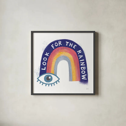 Look For the Rainbow by Melissa Averinos. Shown in a sleek black glass frame for a contemporary gallery look. Available as an archival giclee rolled canvas, fine art paper, or poster print. SKU 59978a.