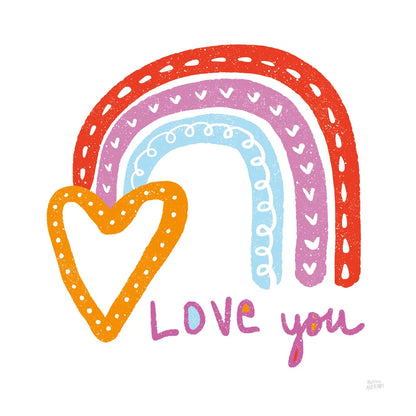 Love You Rainbow by Melissa Averinos. SKU 59979a. Archival Giclee Fine art print for wall decor.