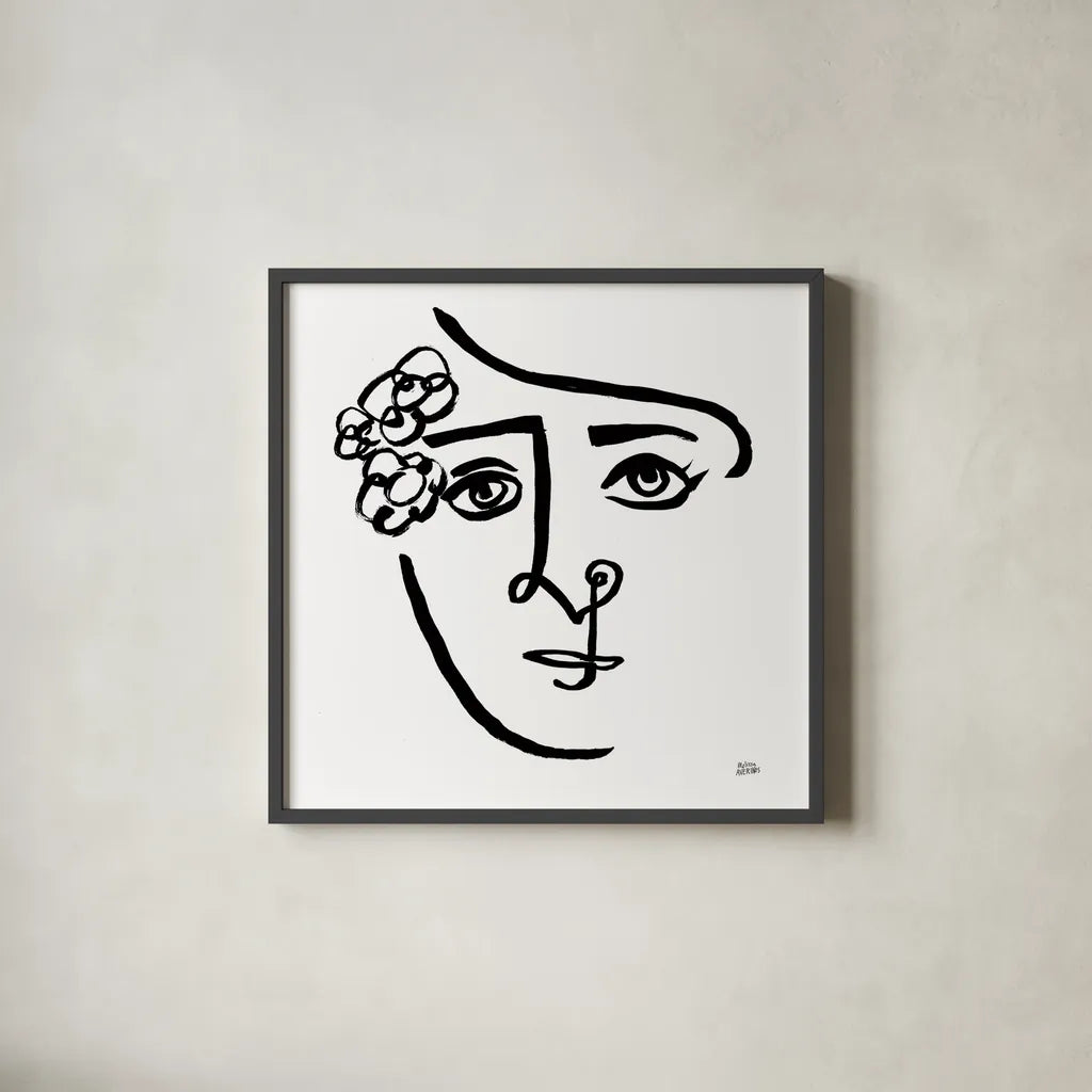 Making Faces III Crop by Melissa Averinos. Shown in a sleek black glass frame for a contemporary gallery look. Available as an archival giclee rolled canvas, fine art paper, or poster print. SKU 54521a.
