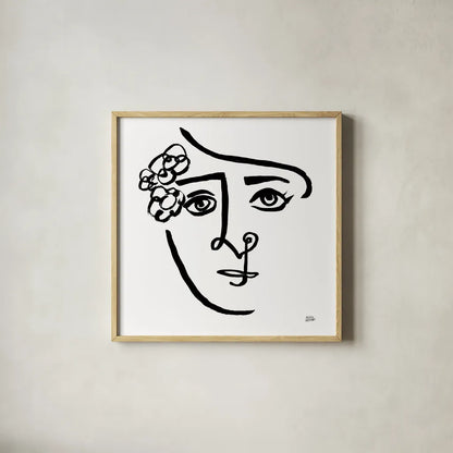 Making Faces III Crop by Melissa Averinos. Shown in a natural wood glass frame for a timeless modern aesthetic. Available as an archival giclee rolled canvas, fine art paper, or poster print. SKU 54521a.
