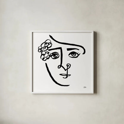 Making Faces III Crop by Melissa Averinos. Shown in a crisp white glass frame for a clean and minimalist style. Available as an archival giclee rolled canvas, fine art paper, or poster print. SKU 54521a.