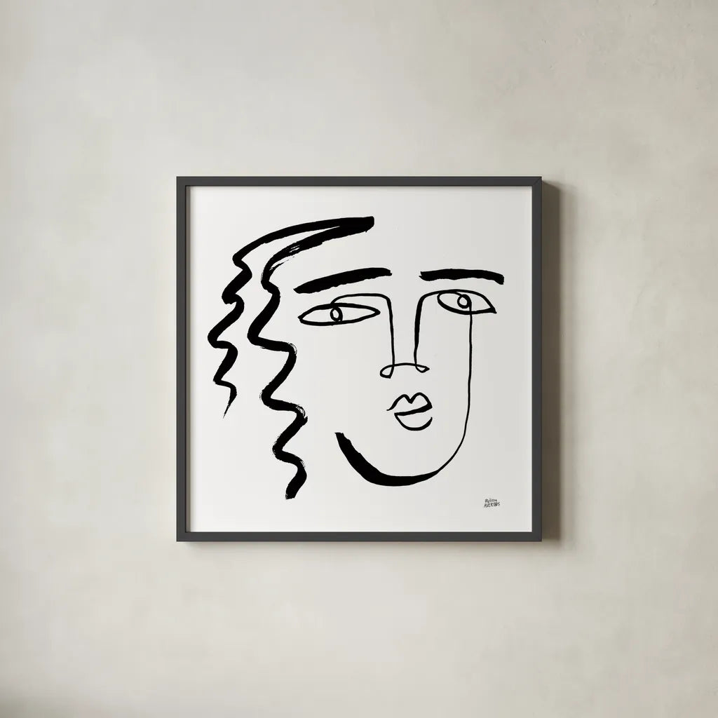 Making Faces V Crop by Melissa Averinos. Shown in a sleek black glass frame for a contemporary gallery look. Available as an archival giclee rolled canvas, fine art paper, or poster print. SKU 54523a.