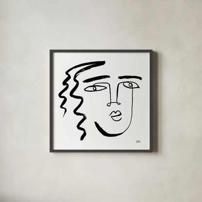 Making Faces V Crop by Melissa Averinos. Shown in a sleek black glass frame for a contemporary gallery look. Available as an archival giclee rolled canvas, fine art paper, or poster print. SKU 54523a.