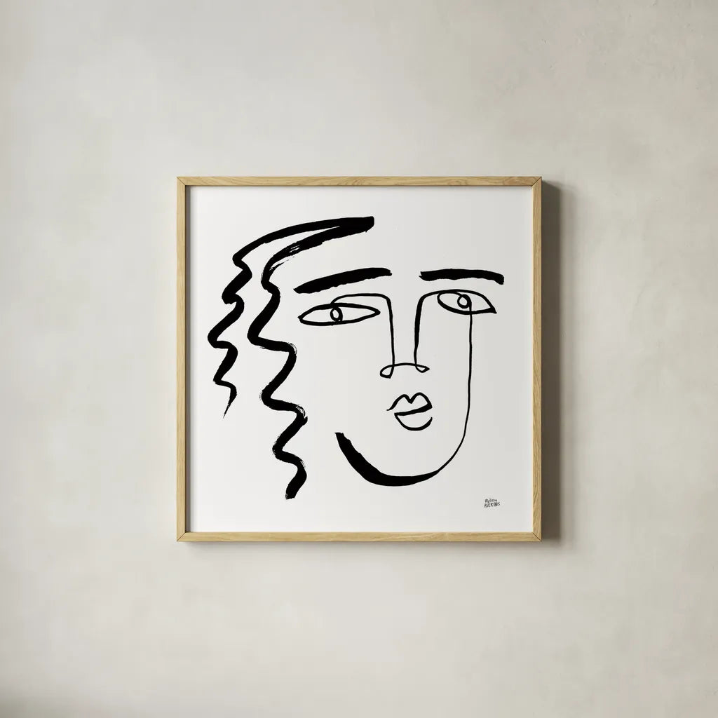 Making Faces V Crop by Melissa Averinos. Shown in a natural wood glass frame for a timeless modern aesthetic. Available as an archival giclee rolled canvas, fine art paper, or poster print. SKU 54523a.