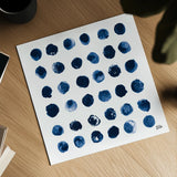 Markmaking Blue Sq II by Melissa Averinos. Shown as a detailed flat fine art print, highlighting archival giclee quality. Available as an archival giclee rolled canvas, fine art paper, or poster print. SKU 67902a.