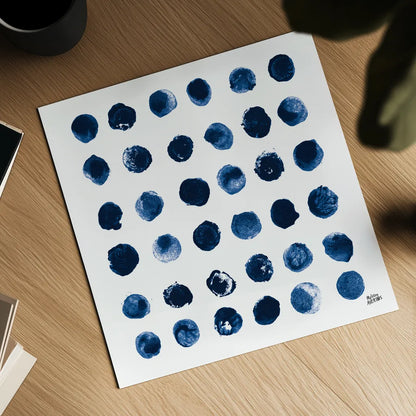 Markmaking Blue Sq II by Melissa Averinos. Shown as a detailed flat fine art print, highlighting archival giclee quality. Available as an archival giclee rolled canvas, fine art paper, or poster print. SKU 67902a.