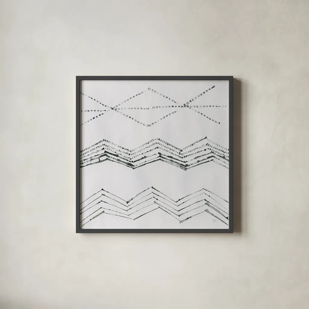 Markmaking Elements II by Melissa Averinos. Shown in a sleek black glass frame for a contemporary gallery look. Available as an archival giclee rolled canvas, fine art paper, or poster print. SKU 28962a.