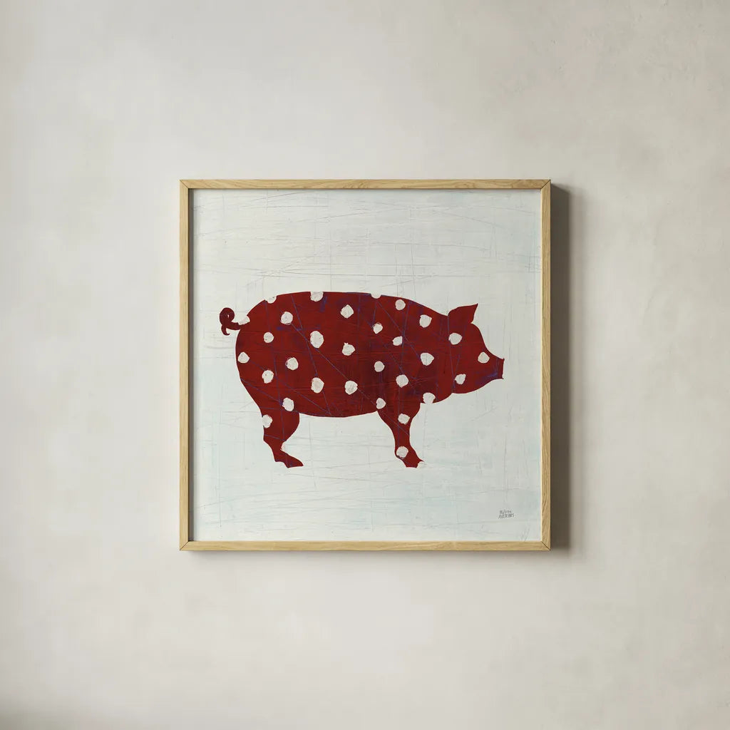 Modern Americana Farm I on White by Melissa Averinos. Shown in a natural wood glass frame for a timeless modern aesthetic. Available as an archival giclee rolled canvas, fine art paper, or poster print. SKU 25270a.