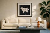 Modern Americana Farm II by Melissa Averinos. Displayed in a glass frame with matte in a clean modern living room. Available as an archival giclee rolled canvas, fine art paper, or poster print. SKU 25104a.