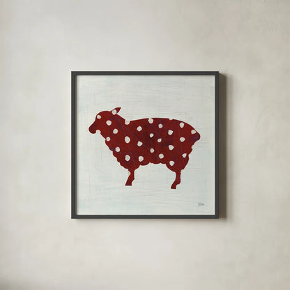 Modern Americana Farm II on White by Melissa Averinos. Shown in a sleek black glass frame for a contemporary gallery look. Available as an archival giclee rolled canvas, fine art paper, or poster print. SKU 25271a.