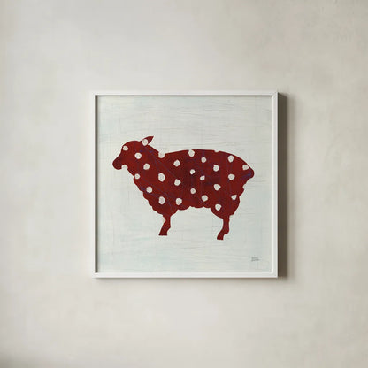 Modern Americana Farm II on White by Melissa Averinos. Shown in a crisp white glass frame for a clean and minimalist style. Available as an archival giclee rolled canvas, fine art paper, or poster print. SKU 25271a.