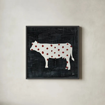 Modern Americana Farm IV by Melissa Averinos. Shown in a sleek black glass frame for a contemporary gallery look. Available as an archival giclee rolled canvas, fine art paper, or poster print. SKU 25106a.