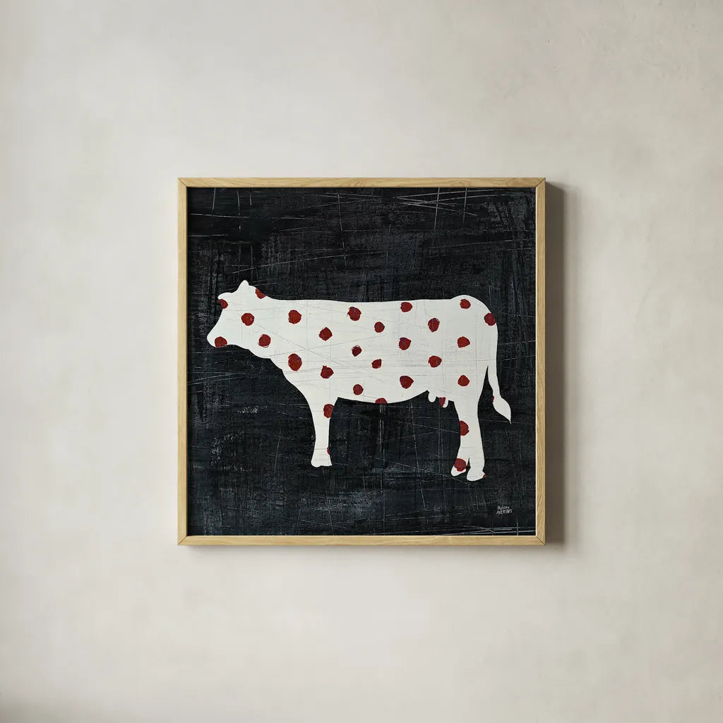 Modern Americana Farm IV by Melissa Averinos. Shown in a natural wood glass frame for a timeless modern aesthetic. Available as an archival giclee rolled canvas, fine art paper, or poster print. SKU 25106a.