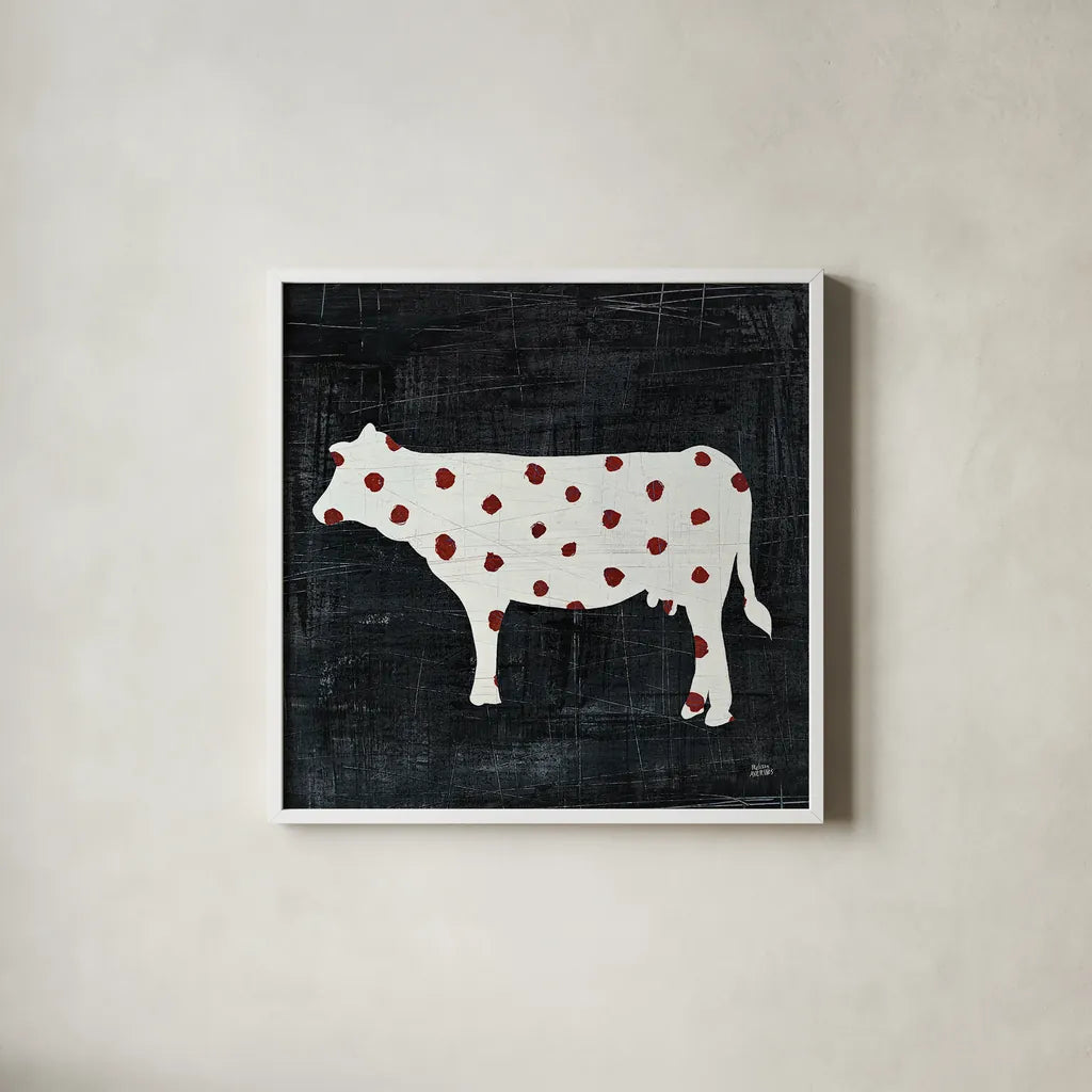 Modern Americana Farm IV by Melissa Averinos. Shown in a crisp white glass frame for a clean and minimalist style. Available as an archival giclee rolled canvas, fine art paper, or poster print. SKU 25106a.