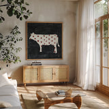 Modern Americana Farm IV by Melissa Averinos. Shown in a natural wood frame in a cozy modern living room. Available as an archival giclee rolled canvas, fine art paper, or poster print. SKU 25106a.