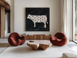 Modern Americana Farm IV by Melissa Averinos. Shown as extra-large giant wall art in a modern living room. Available as an archival giclee rolled canvas, fine art paper, or poster print. SKU 25106a.
