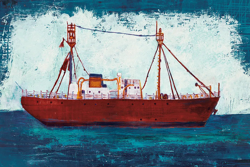 Nantucket Lightship Navy no Words by Melissa Averinos. SKU 30328i. Archival Giclee Fine art print for wall decor.