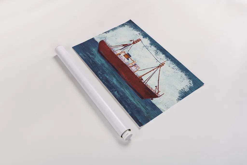 Nantucket Lightship Navy no Words by Melissa Averinos. shown as a rolled paper print. Available as archival giclee rolled canvas, fine art paper, or poster print. SKU 30328i.