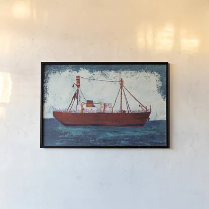 Nantucket Lightship Navy no Words by Melissa Averinos. shown as a paper print in a black flame. Available as a archival giclee rolled canvas, fine art paper, or poster print. SKU 30328i.