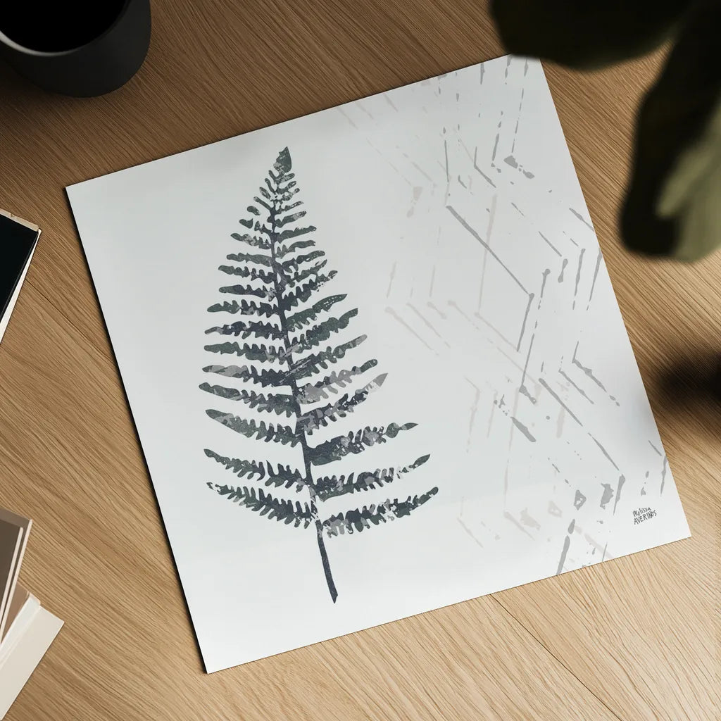 Nordic Fern I by Melissa Averinos. Shown as a detailed flat fine art print, highlighting archival giclee quality. Available as an archival giclee rolled canvas, fine art paper, or poster print. SKU 57294a.