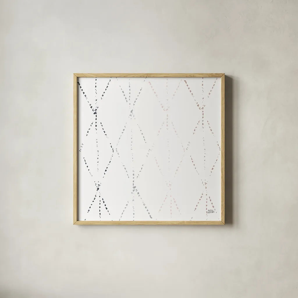 Nordic Geo I by Melissa Averinos. Shown in a natural wood glass frame for a timeless modern aesthetic. Available as an archival giclee rolled canvas, fine art paper, or poster print. SKU 57296a.