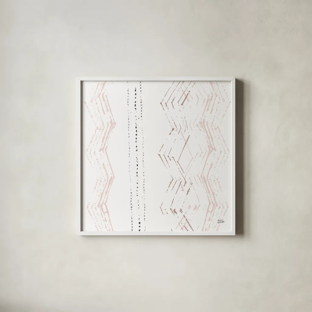 Nordic Geo II by Melissa Averinos. Shown in a crisp white glass frame for a clean and minimalist style. Available as an archival giclee rolled canvas, fine art paper, or poster print. SKU 57297a.