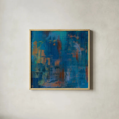 Northern Lights by Melissa Averinos. Shown in a natural wood glass frame for a timeless modern aesthetic. Available as an archival giclee rolled canvas, fine art paper, or poster print. SKU 24310a.