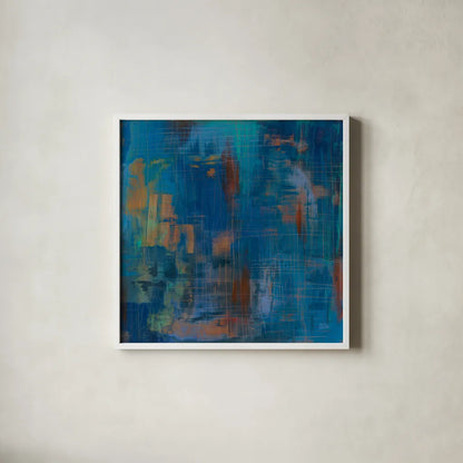 Northern Lights by Melissa Averinos. Shown in a crisp white glass frame for a clean and minimalist style. Available as an archival giclee rolled canvas, fine art paper, or poster print. SKU 24310a.