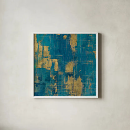 Northern Lights Crop Gold by Melissa Averinos. Shown in a crisp white glass frame for a clean and minimalist style. Available as an archival giclee rolled canvas, fine art paper, or poster print. SKU 24450a.