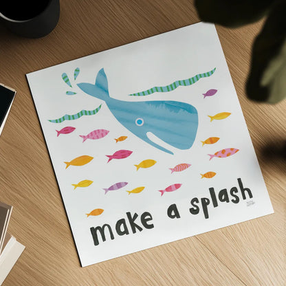 Ocean Splash I by Melissa Averinos. Shown as a detailed flat fine art print, highlighting archival giclee quality. Available as an archival giclee rolled canvas, fine art paper, or poster print. SKU 35974a.