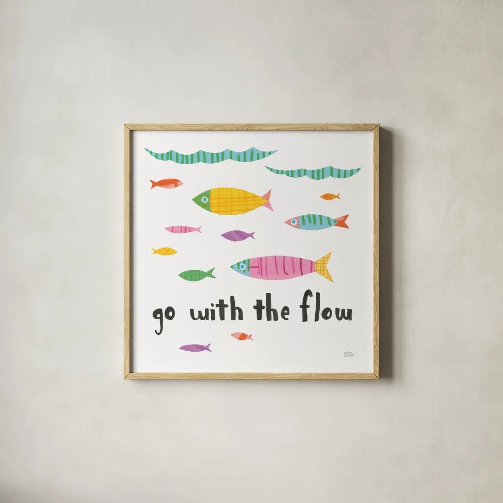 Ocean Splash II by Melissa Averinos. Shown in a natural wood glass frame for a timeless modern aesthetic. Available as an archival giclee rolled canvas, fine art paper, or poster print. SKU 35975a.